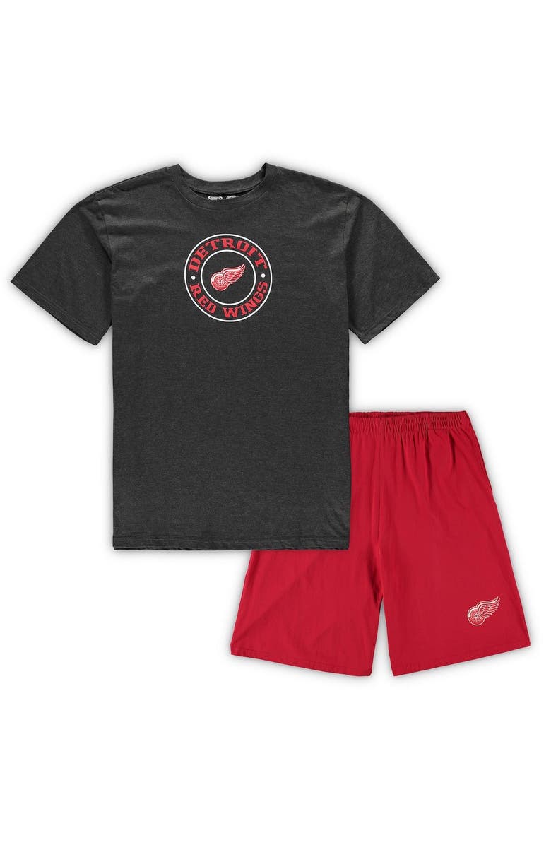 CONCEPTS SPORT Men's Concepts Sport Red/Heathered Charcoal Detroit Red Wings Big & Tall T-Shirt & Shorts Sleep Set, Alternate, color, Red