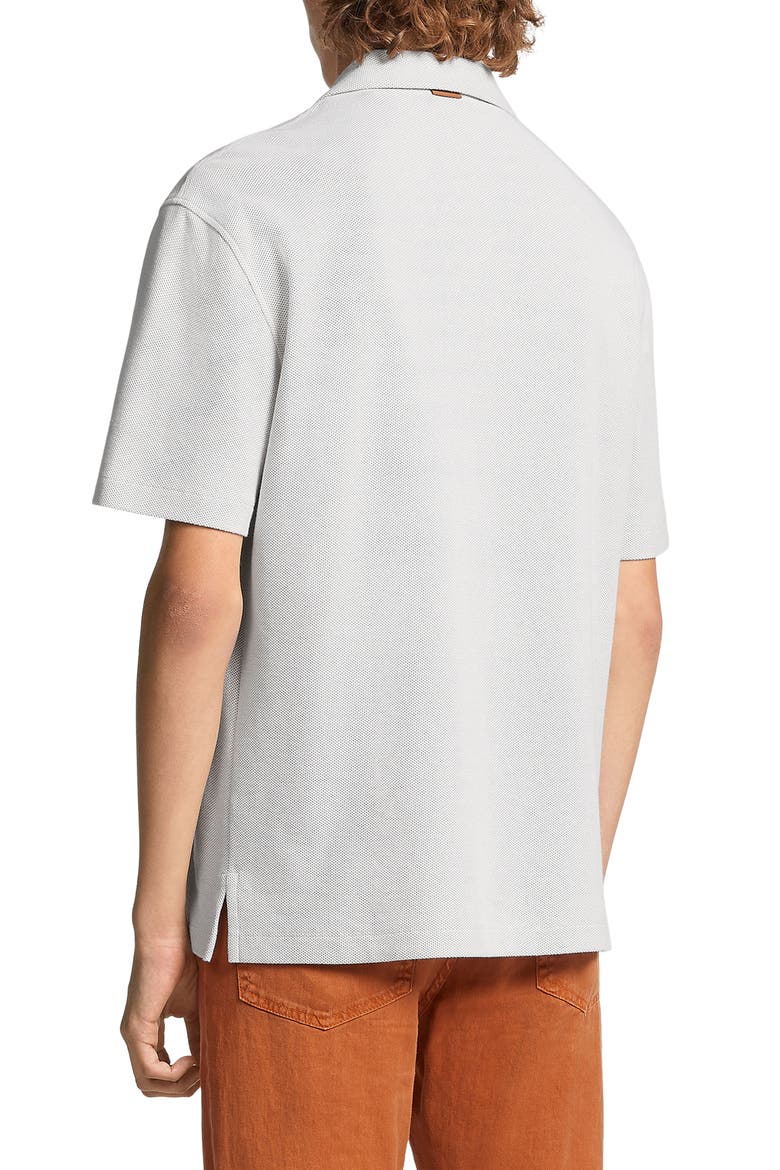 Honeycomb Short Sleeve Cotton Polo, Alternate, color, OATMEAL
