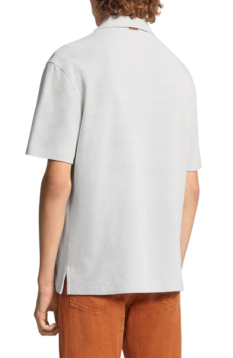 ZEGNA Honeycomb Short Sleeve Cotton Polo, Alternate, color, Oatmeal