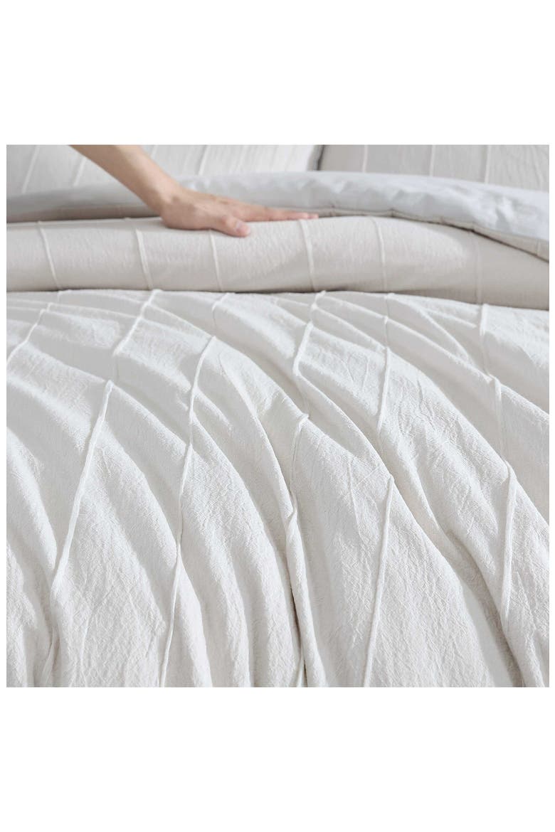 Woven Tucks Jacquard Cotton Duvet Set, Alternate, color, MEDIUM BEIGE