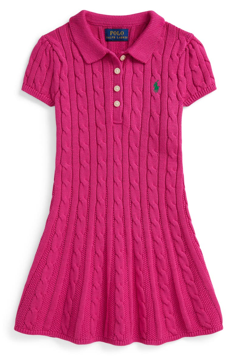 Kids' Cotton Cable Knit Sweater Dress, Main, color, COLLEGE PINK