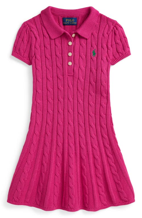 Polo Ralph Lauren Ralph Lauren Cable-knit Cotton Polo Sweater Dress In Pink