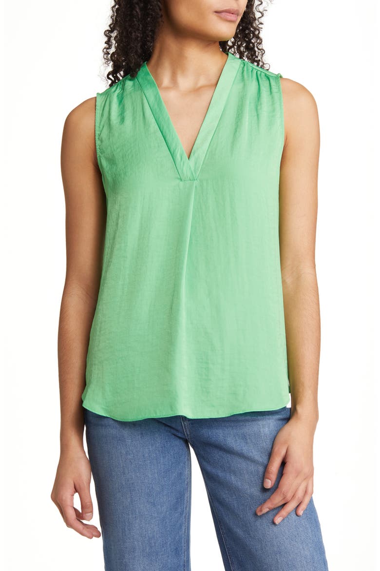 Rumpled Satin Blouse, Main, color, VIBRANT GREEN