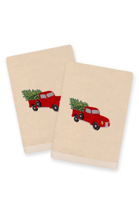 2-Piece Red TruckTurkish Cotton Hand Towel Set