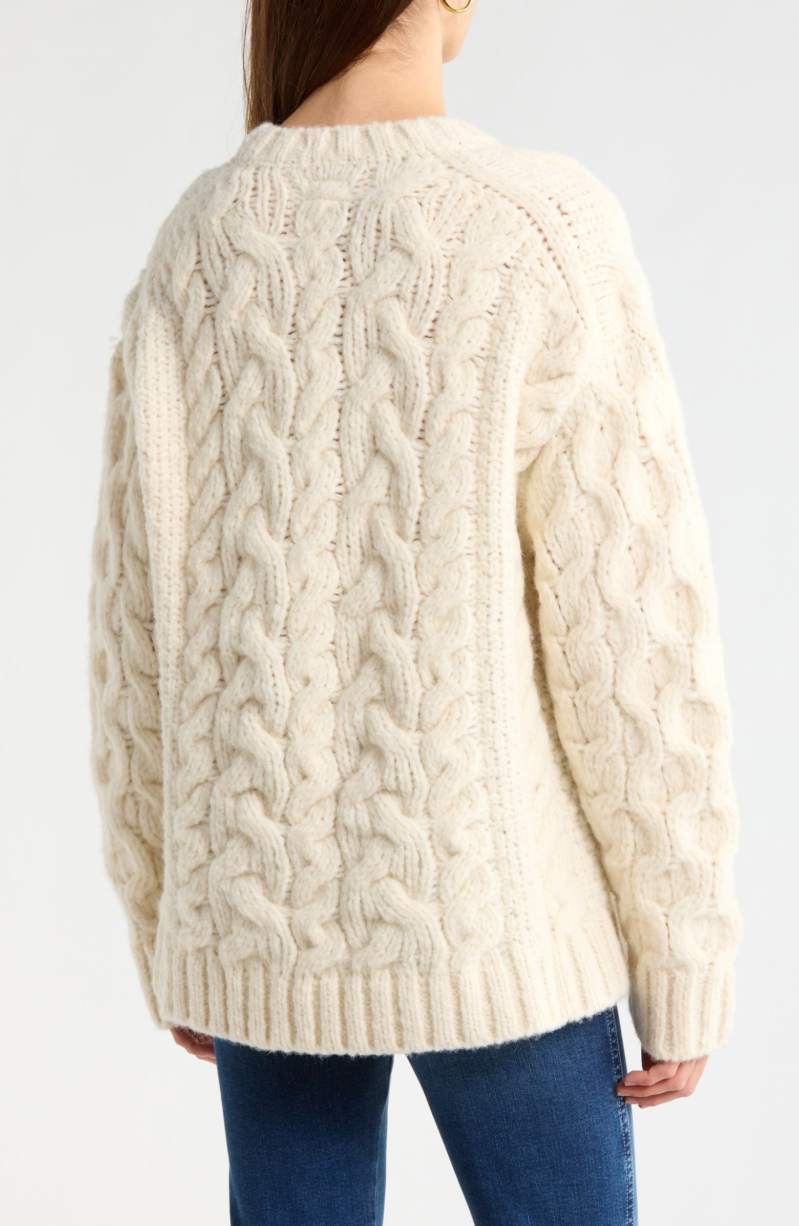 MOTHER The Biggie Cable Stitch Sweater | Nordstromrack