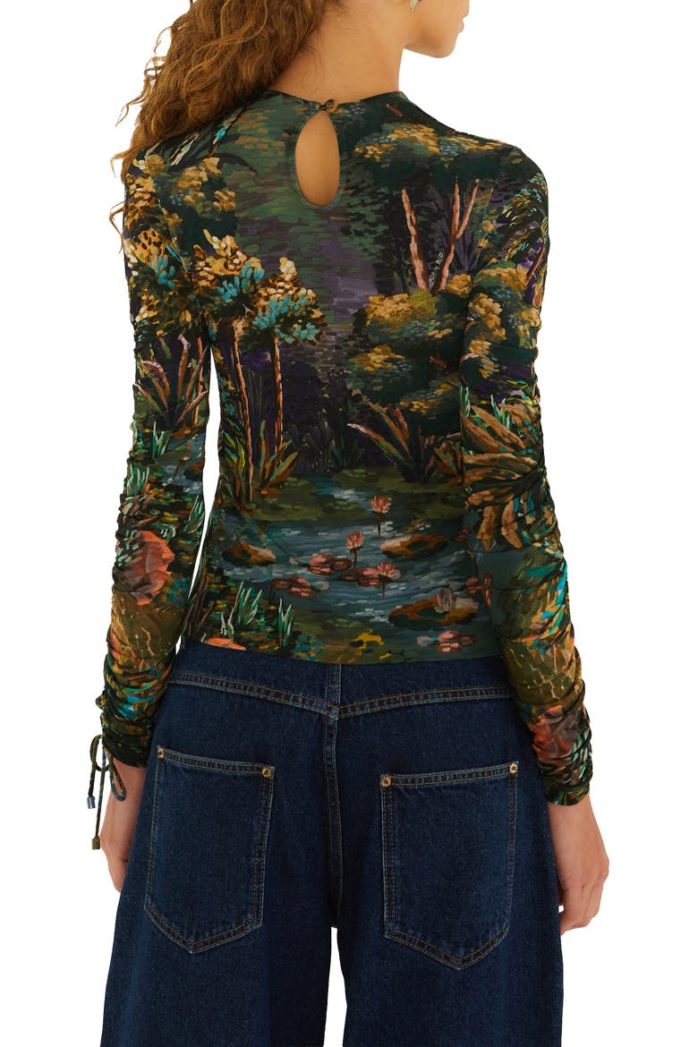 Petricor Long Sleeve Ruched Jersey Top, Alternate, color, GREEN