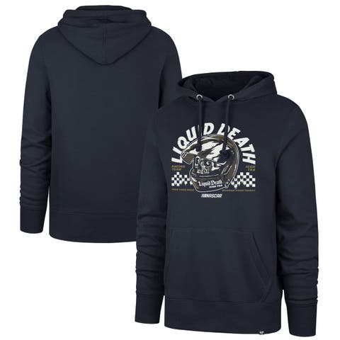 Men's '47  Navy NASCAR Liquid Death Imprint Headline Pullover Hoodie