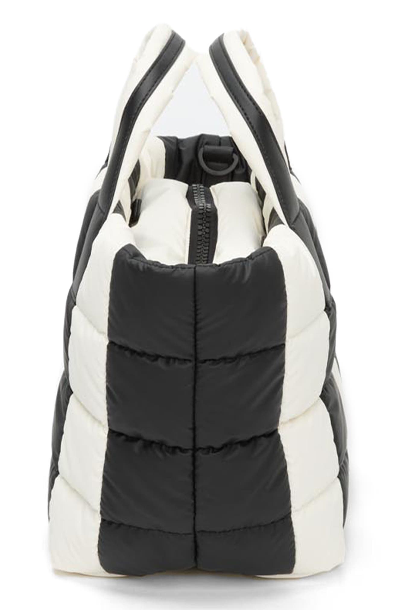 VeeCollective Small Porter Colorblock Recycled Nylon Tote, Alternate, color, Black - Marshmallow Stripes