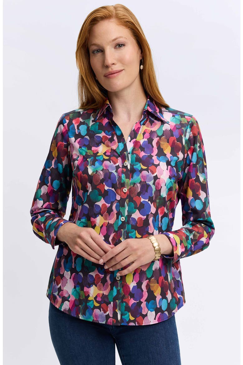 Mary City Lights Cotton Button-Up Shirt, Alternate, color, MULTI