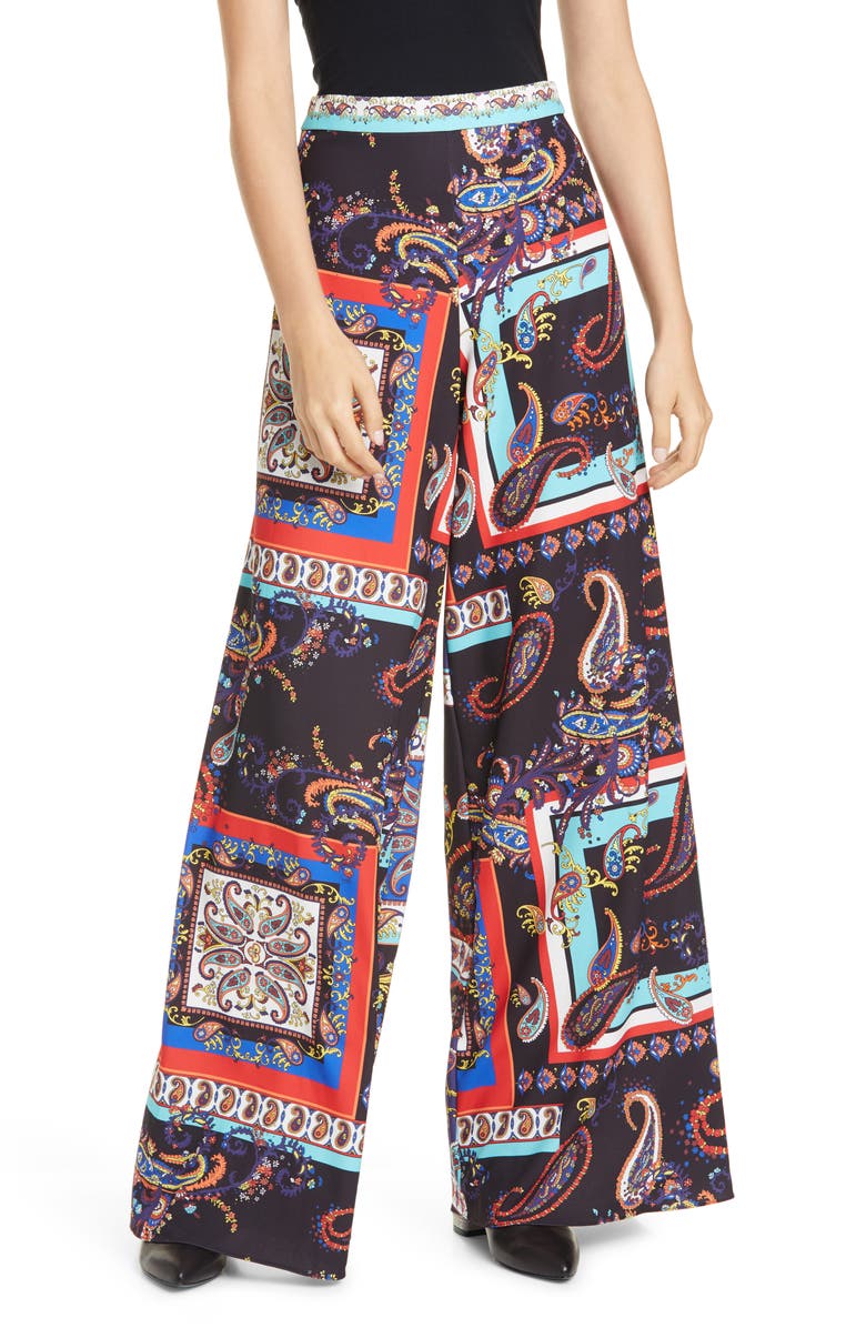 Alice + Olivia Athena Print Super Flared Wide Leg Pants, Main, color,