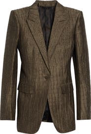 TOM FORD Crocodile Linen & Silk Blend Jacquard Jacket