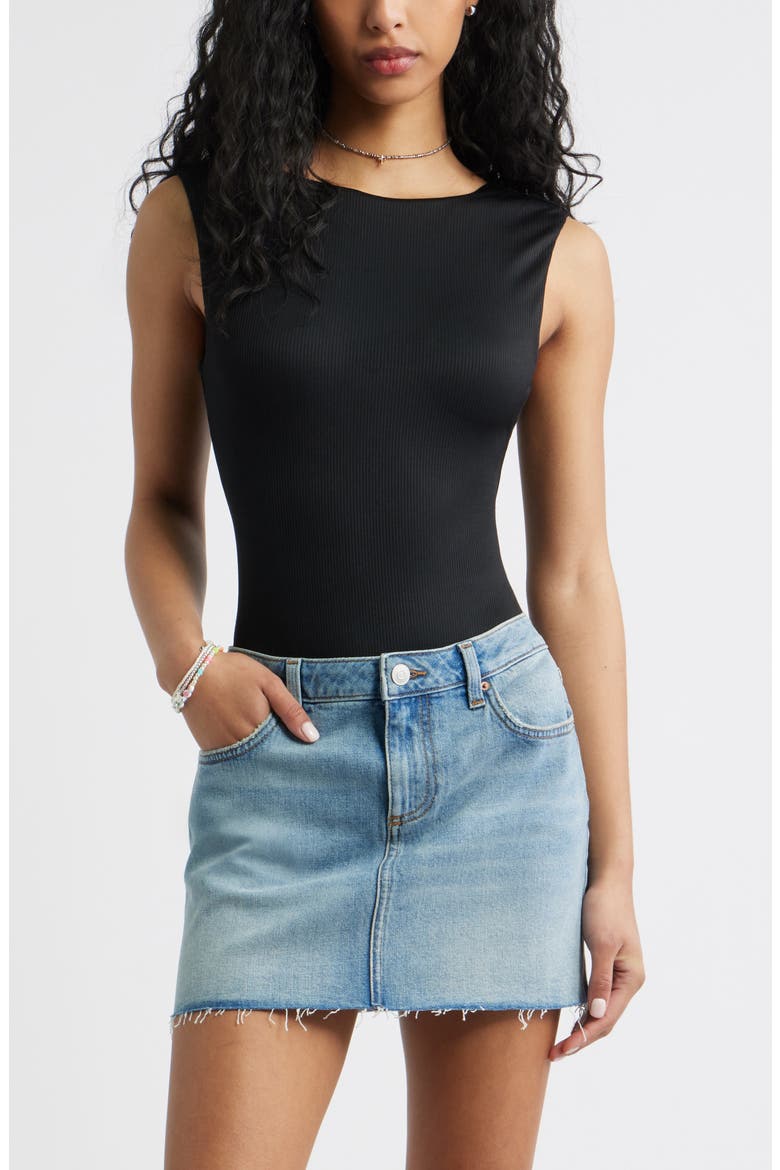 Open Back Butter Rib Bodysuit, Main, color, BLACK
