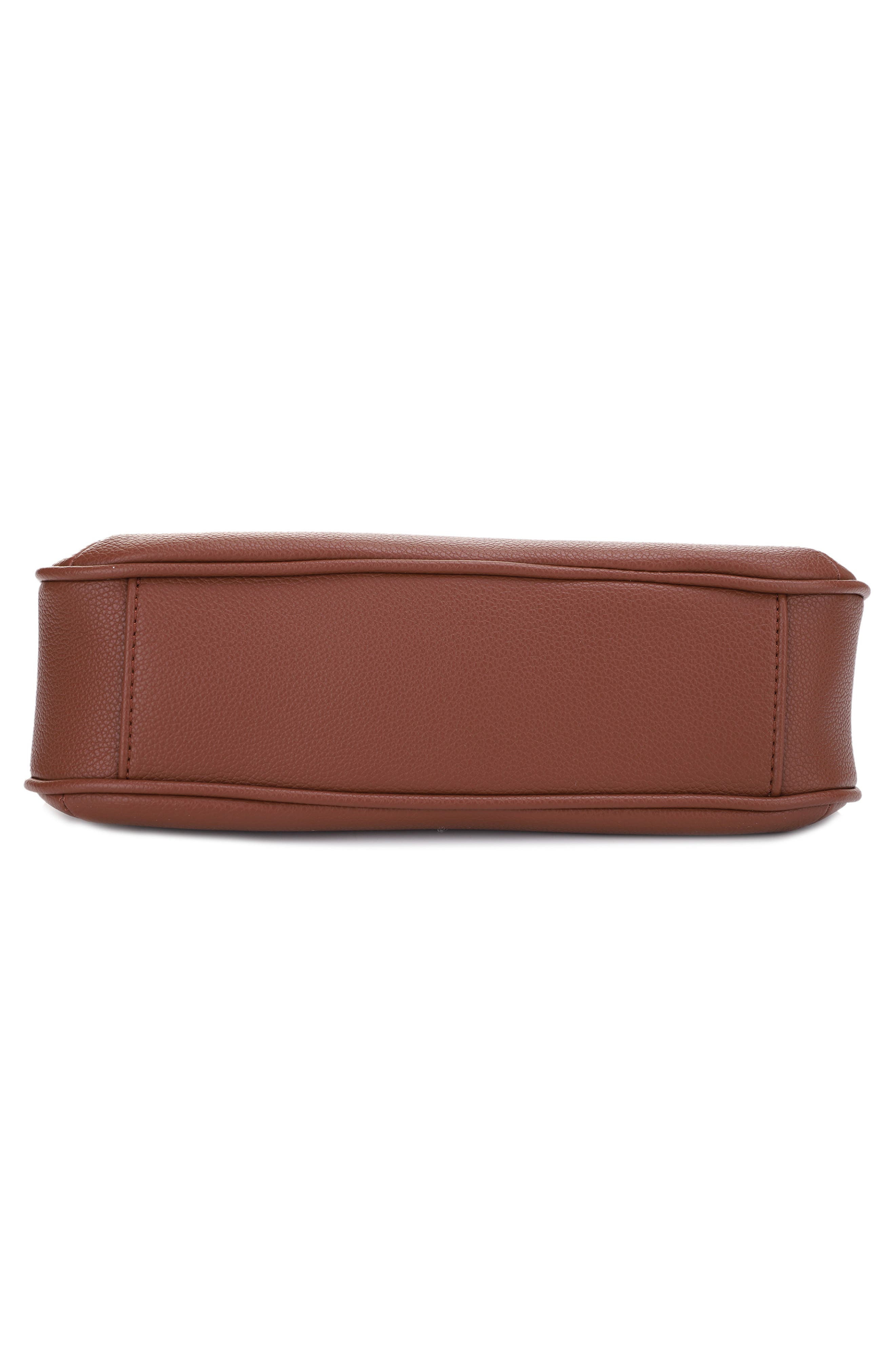 Marissa Bow Recycled Vegan Leather Shoulder Bag, Alternate, color, COGNAC