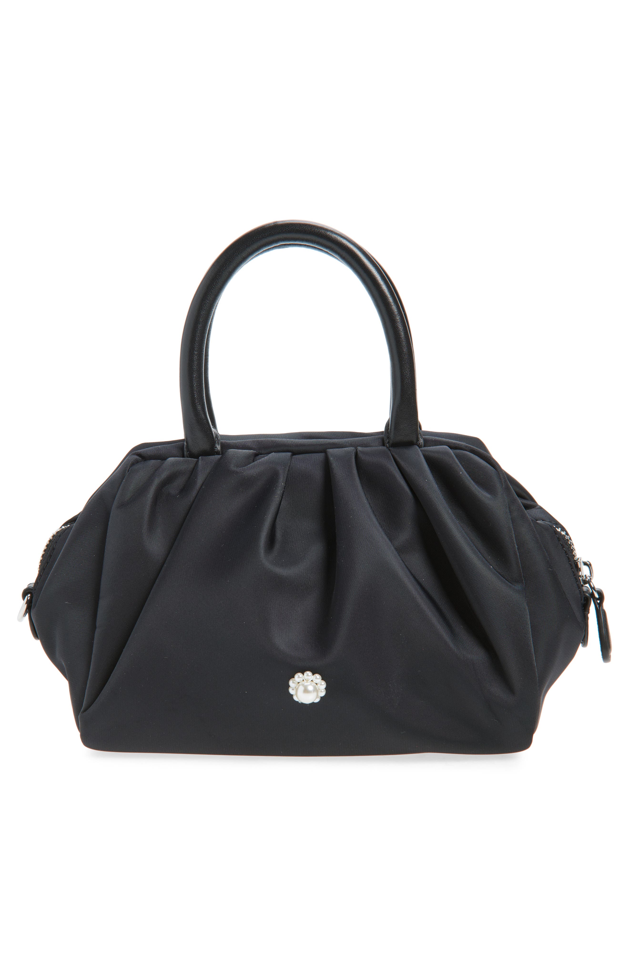 Simone Rocha Mini Embellished Pleated Top Handle Bag, Alternate, color, Black/ Black/ Jet