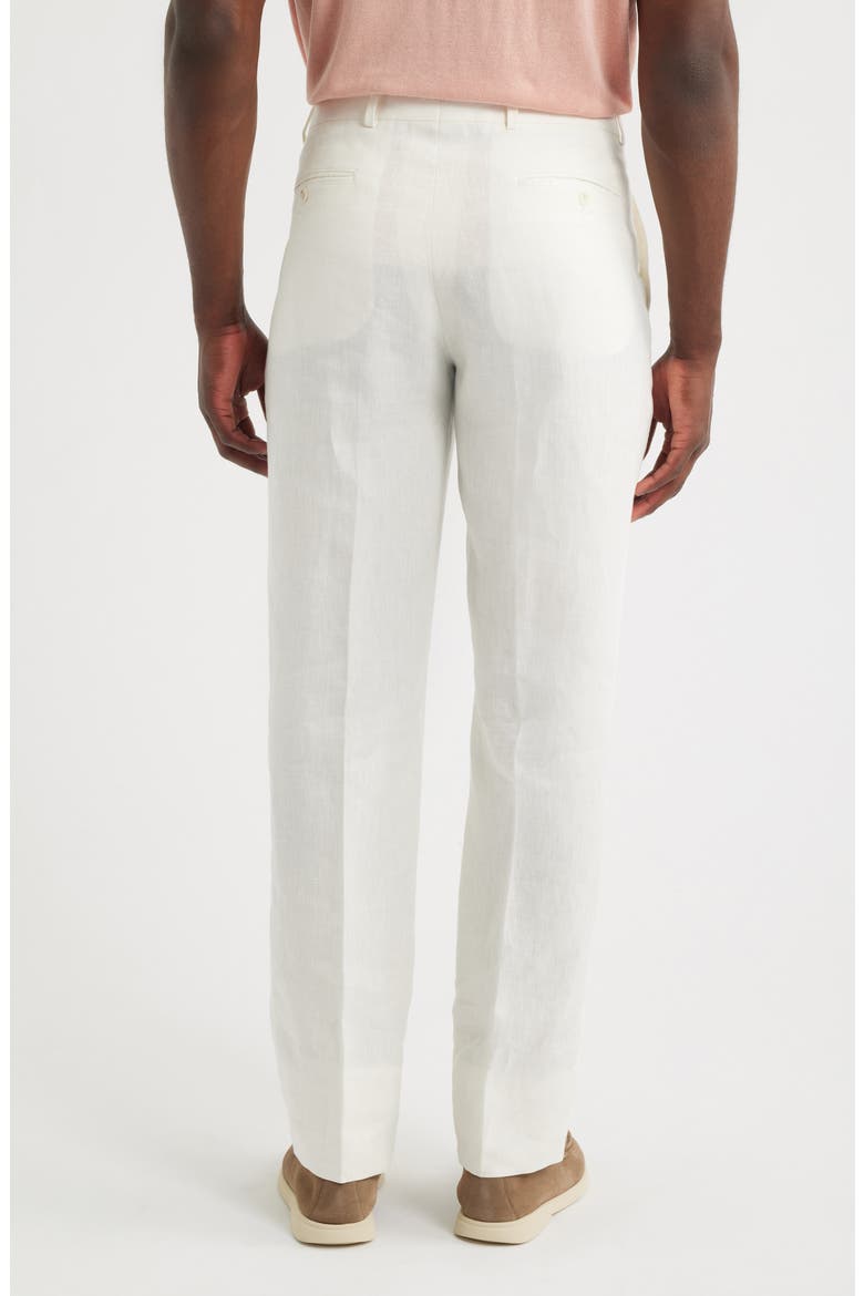 Flat Front Slub Linen Chambray Dress Pants, Alternate, color, WHITE