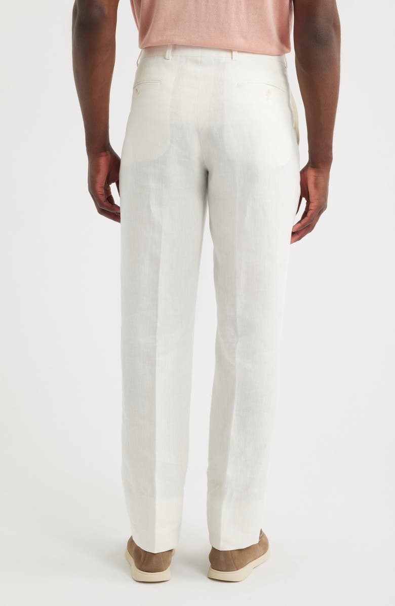 Berle Flat Front Slub Linen Chambray Dress Pants, Alternate, color,