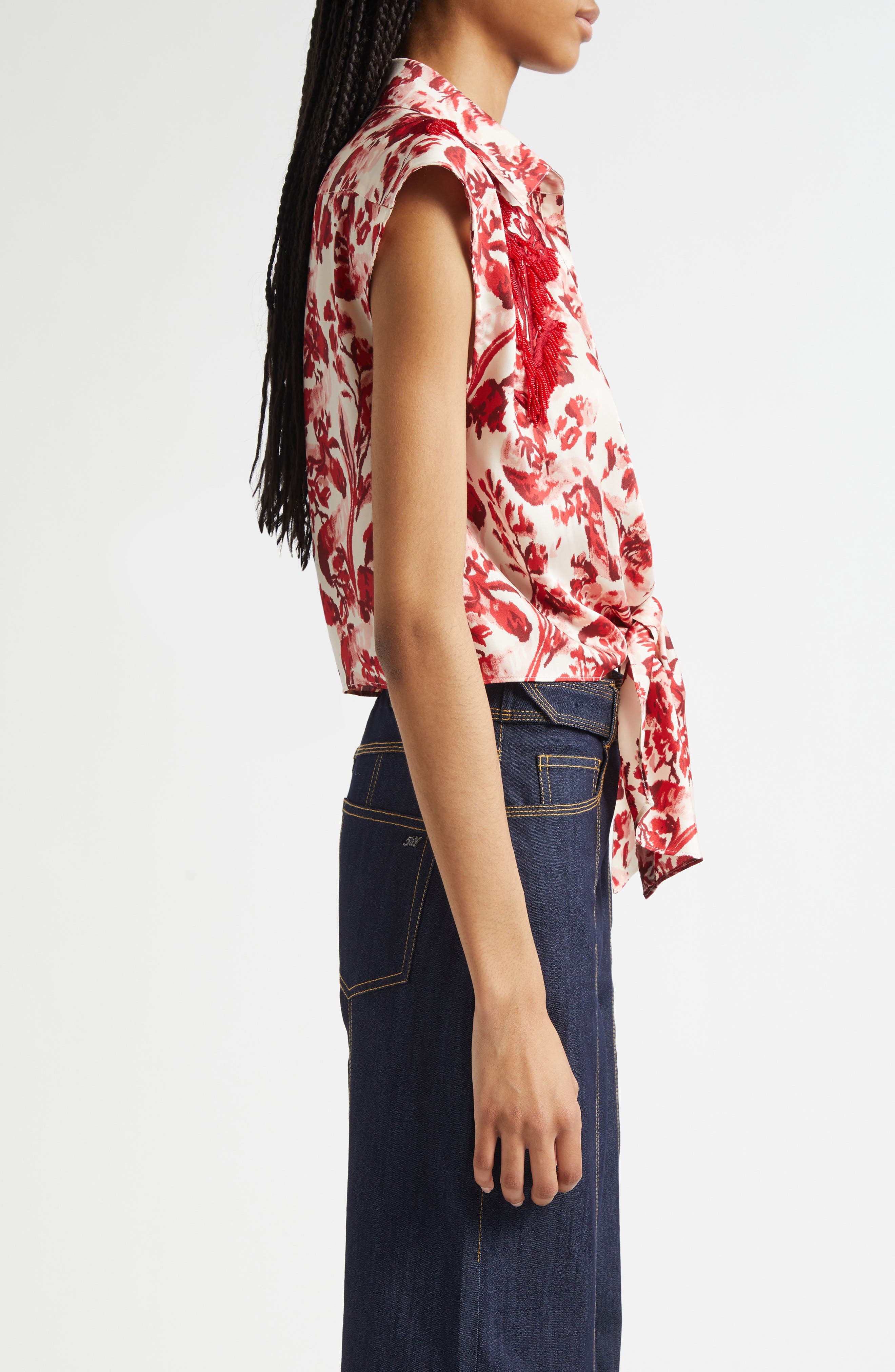 Cinq à Sept Floral Ribbons Sleeveless Shirt | Nordstromrack