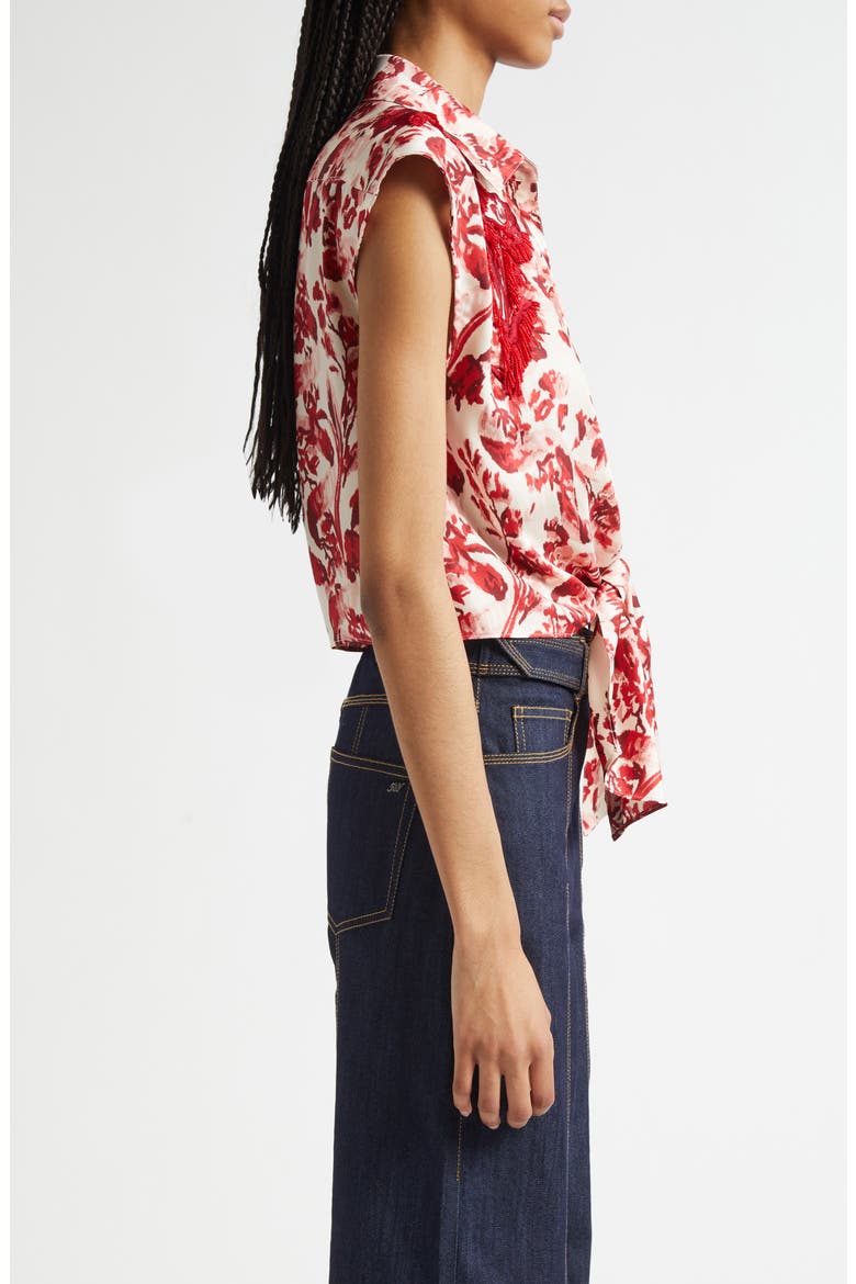 Floral Ribbons Sleeveless Shirt, Alternate, color, CHERRY ROSE MULTI