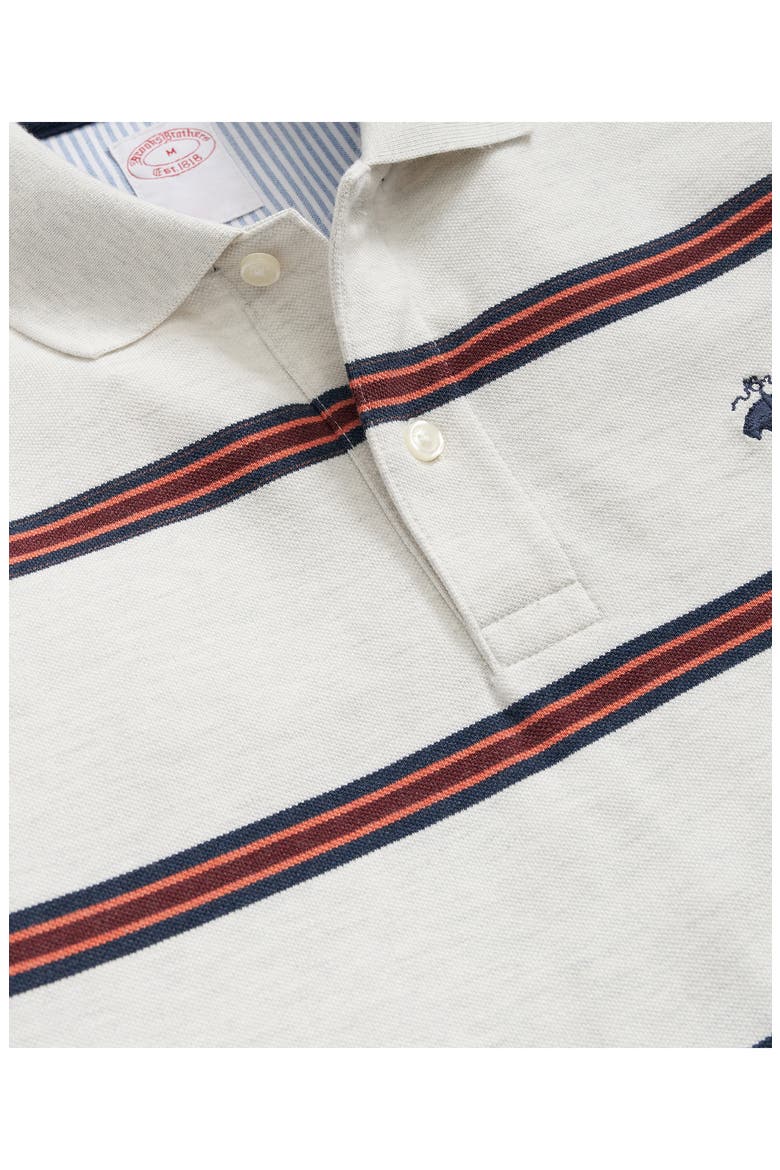 Stripe Long Sleeve Cotton Polo, Alternate, color, WHITE MULTI