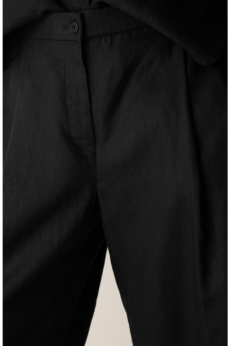 Wide Leg Linen Crop Pants, Alternate, color, BLACK