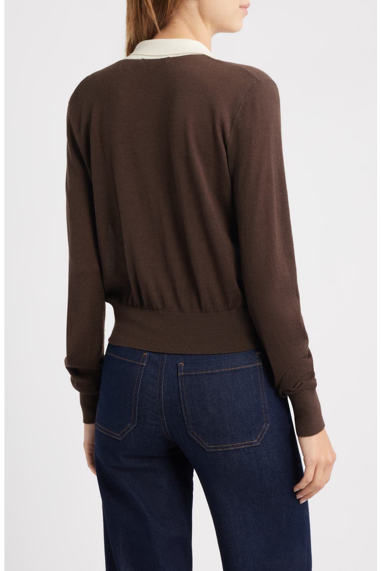 The Two Tone Cashmere & Silk Blend Polo Sweater, Alternate, color, COFFEE MULTI