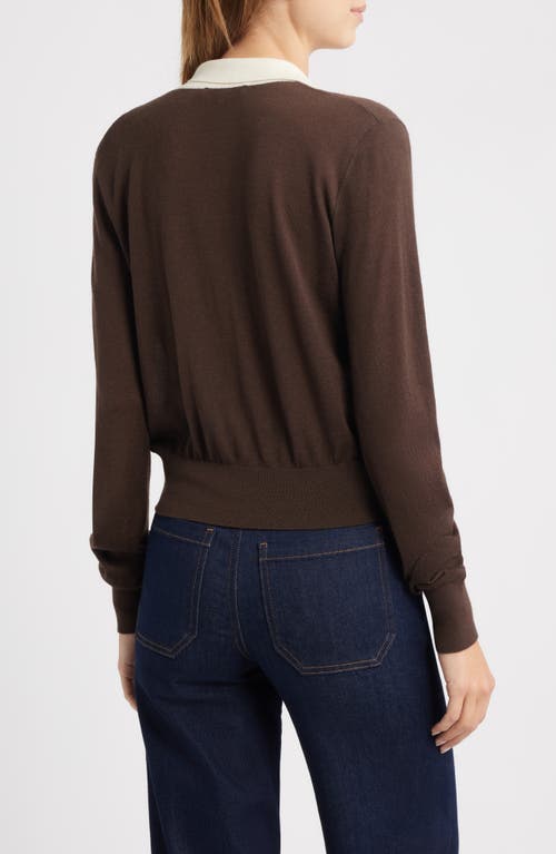 Frame Two-tone Long-sleeved Polo Shirt In Brown