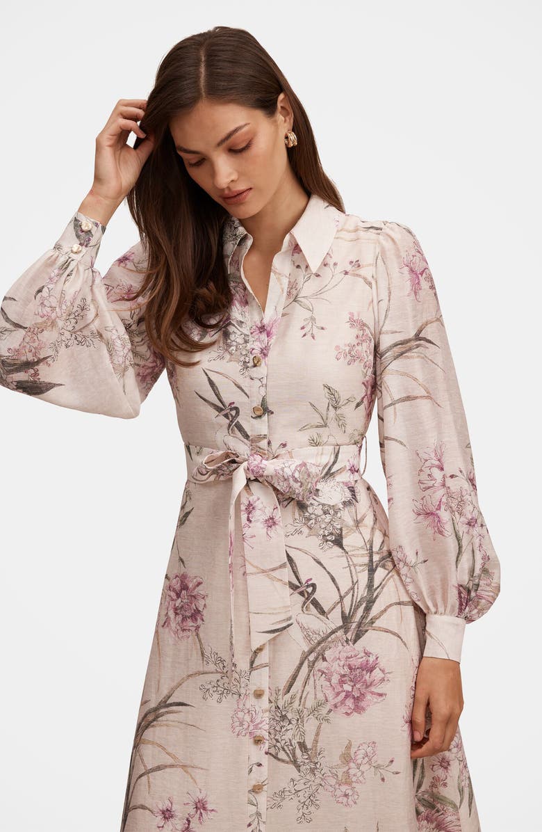 Ever New Hazel Long Sleeve Floral Print Midi Shirtdress, Alternate, color, Petal Brook Floral