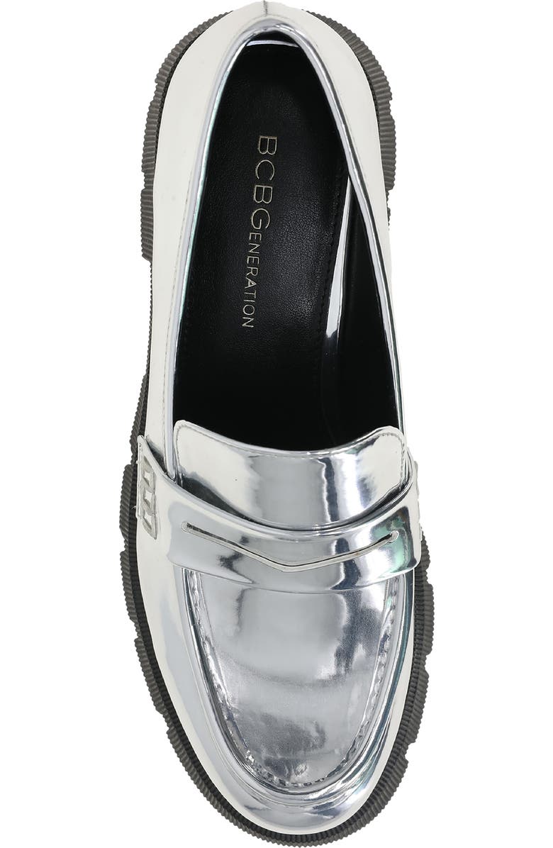 BCBGeneration Rama Platform Penny Loafer, Alternate, color, Silver