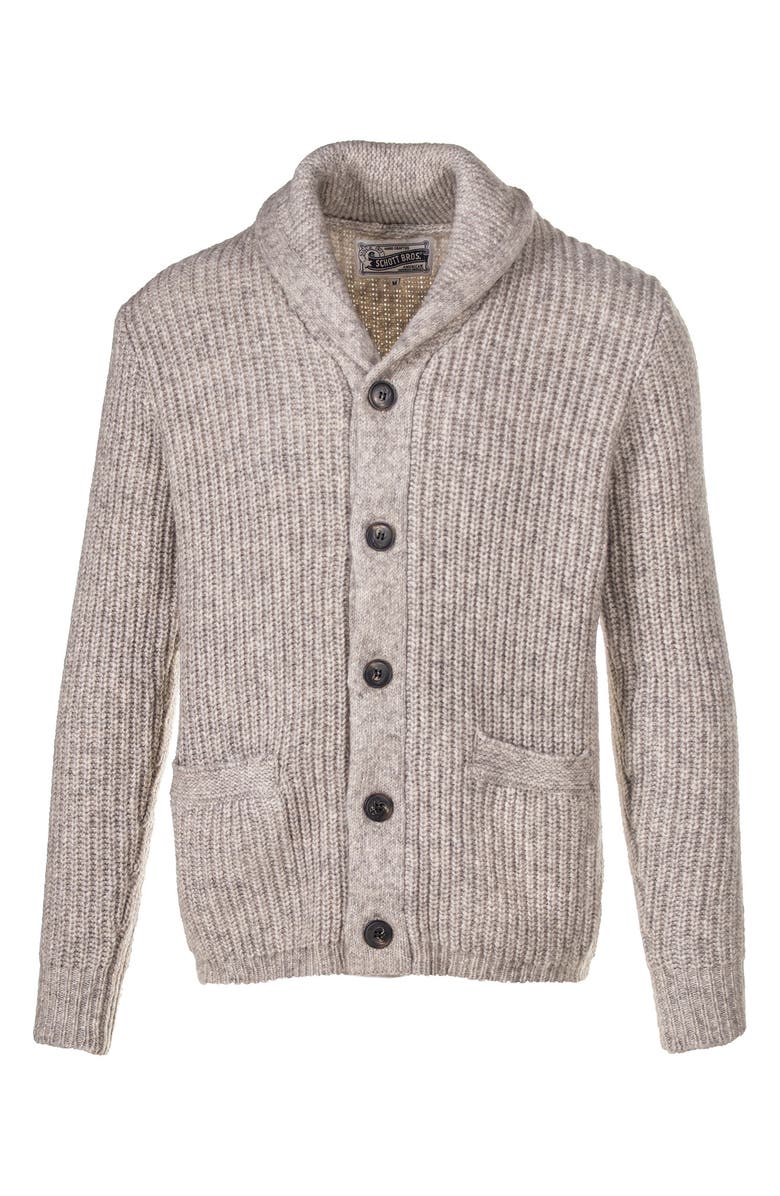 Schott NYC Heavyweight Shawl Collar Cardigan, Alternate, color, Limestone