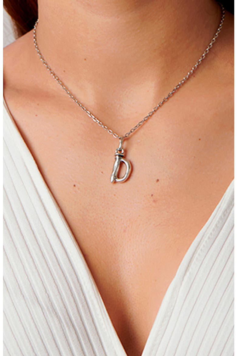 Sterling Silver-Plated Letter D Charm, Alternate, color, Silver