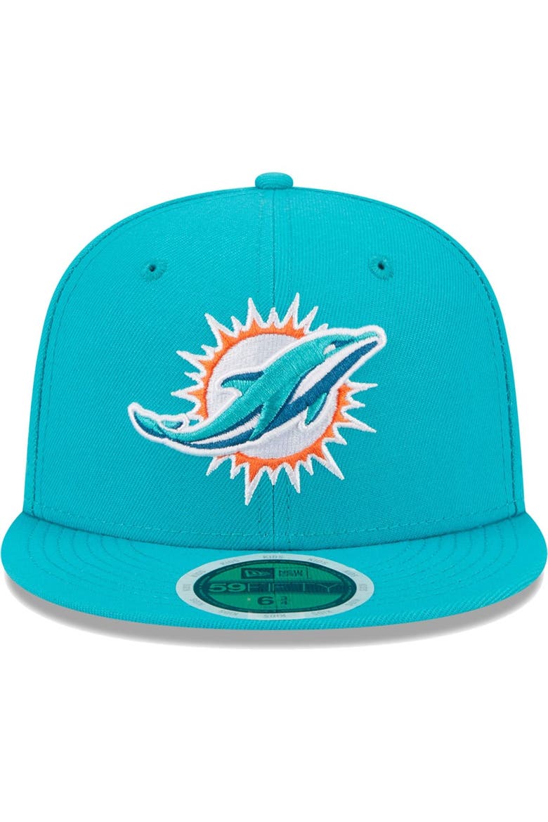 Youth New Era Aqua Miami Dolphins  Main 59FIFTY Fitted Hat, Alternate, color, Aqua