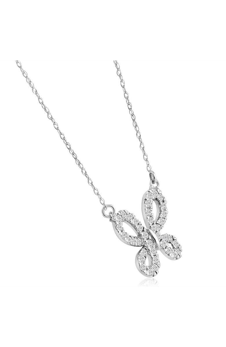Bliss Diamond 1/2Ct Natural Diamond Butterfly Pendant 10k Gold Women's 18" Necklace, Alternate, color, 10K White Gold