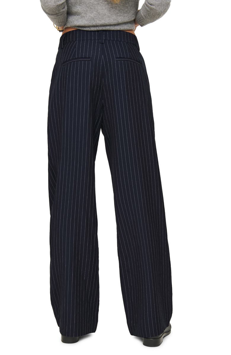 Reformation Alex Wide Leg Linen Pants, Alternate, color, Midnight Stripe