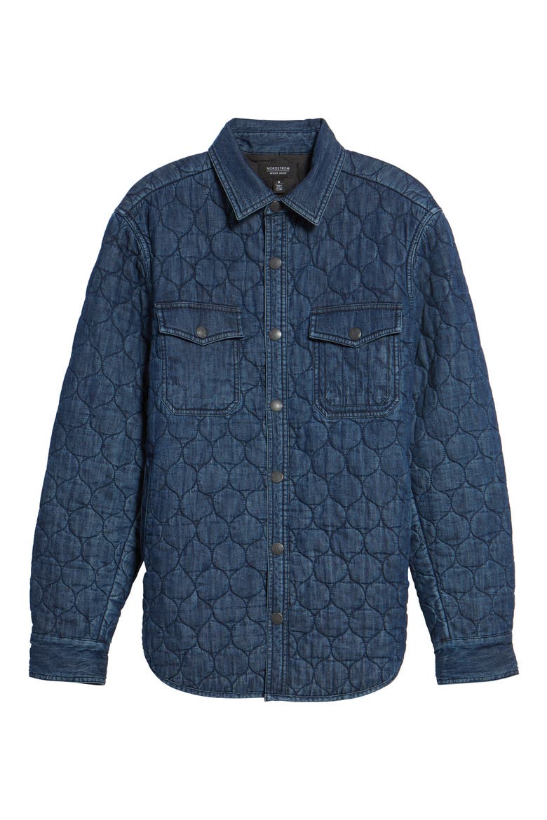 Quilted Denim Shirt Jacket, Alternate, color, NAVY IRIS INDIGO