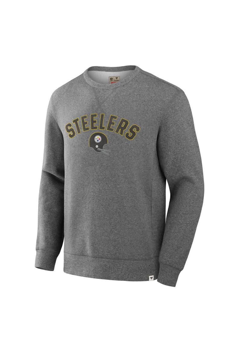 Men's Fanatics  Heather Gray Pittsburgh Steelers Loop Terry Pullover Sweatshirt, Alternate, color, Heather Gray