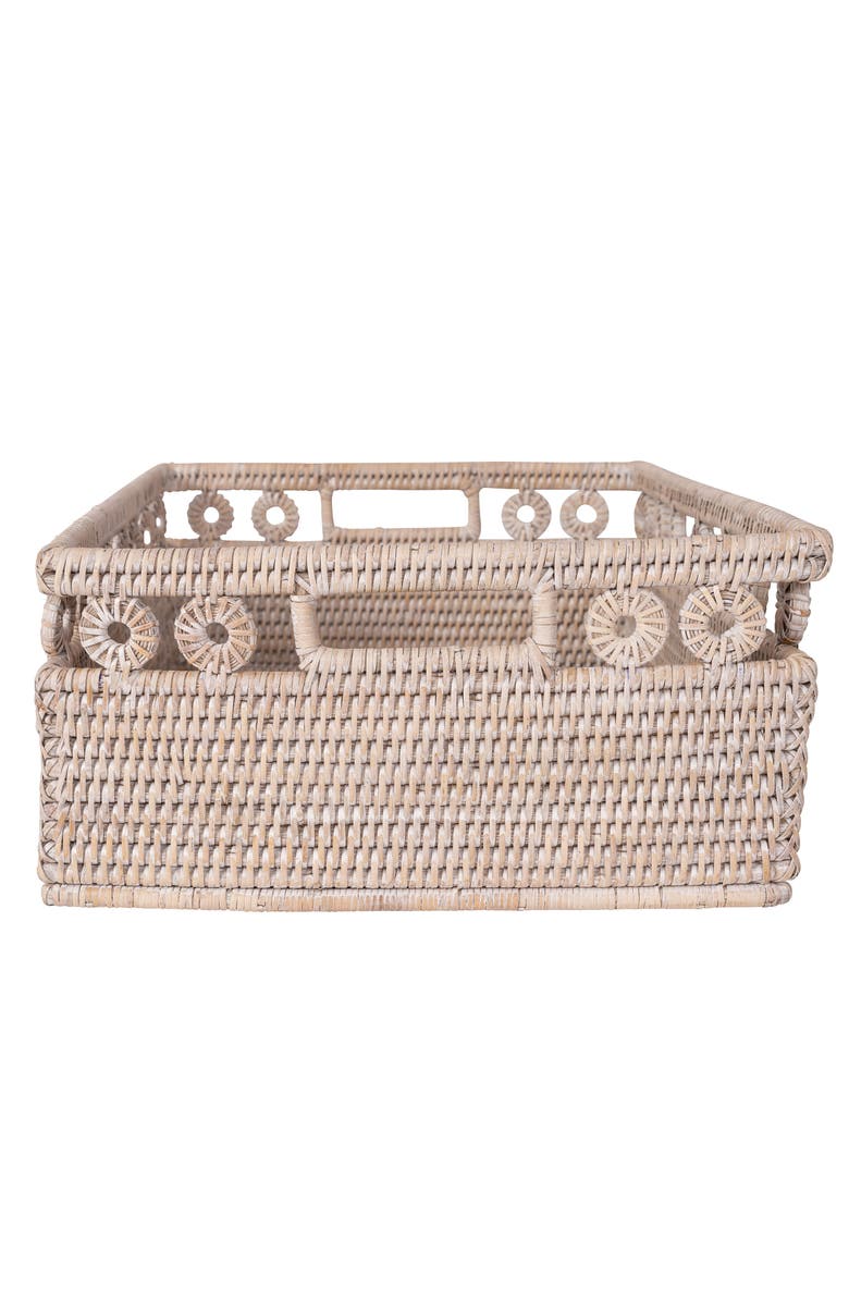 Artifacts Trading Company<sup>™</sup> Artifacts Rattan Inna Design Rectangle Basket with Cutout Handles, Alternate, color, White Wash