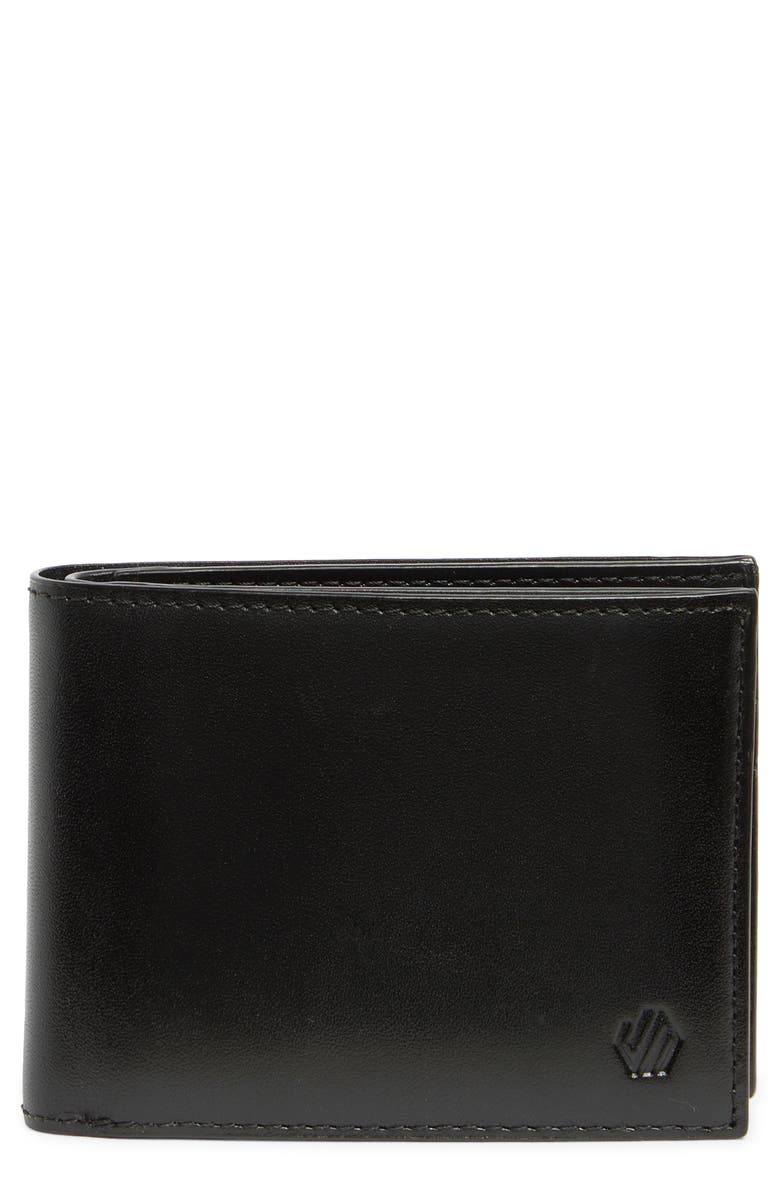 Johnston & Murphy Leather Bifold Wallet, Main, color, Black