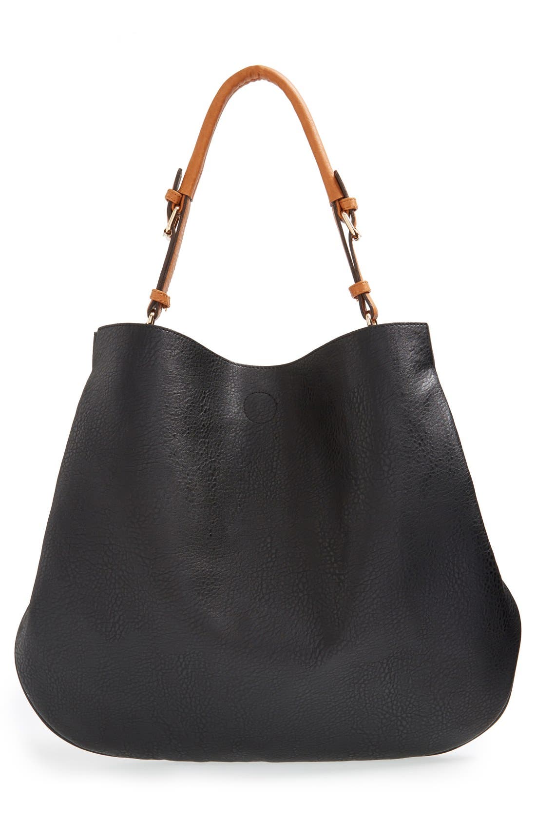 'Capri' Faux Leather Tote, Alternate, color, BLACK