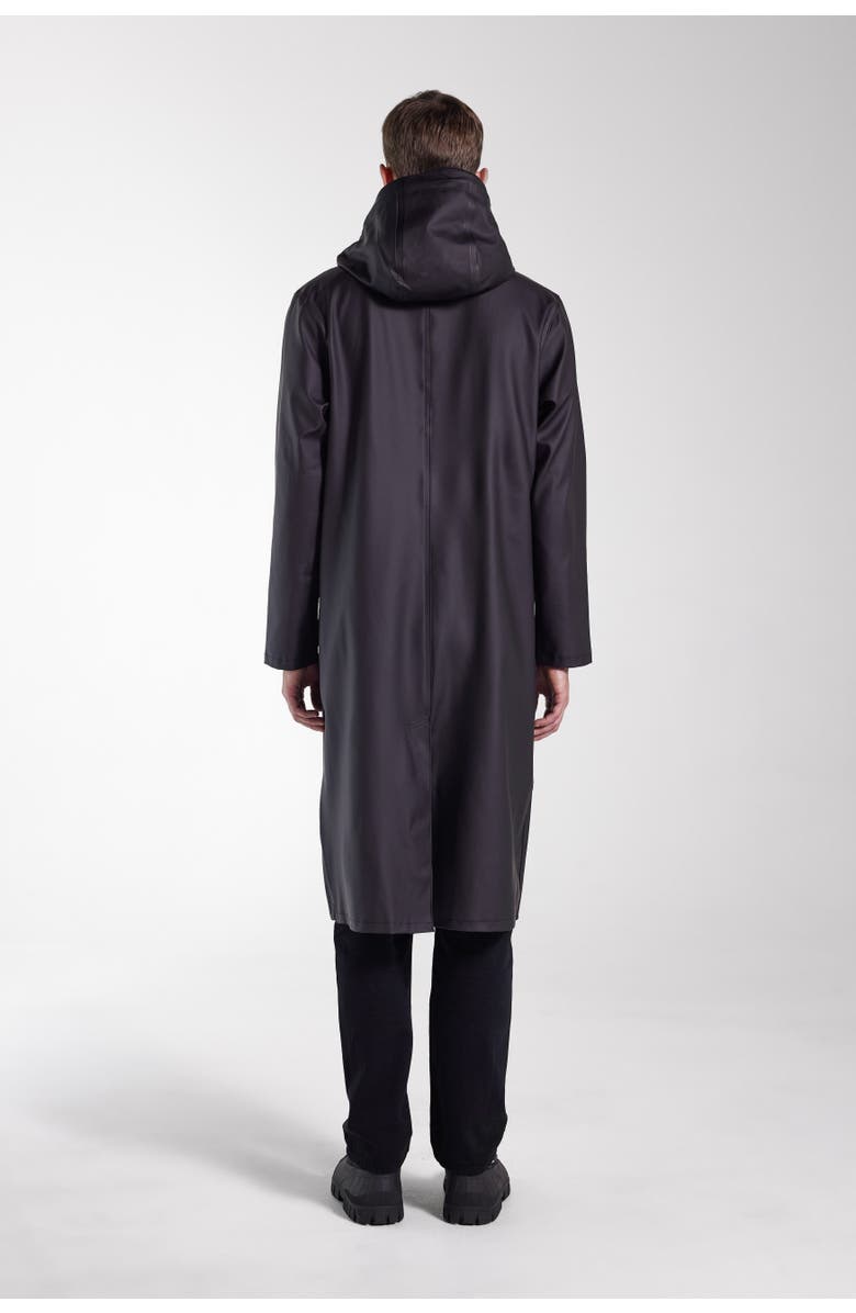 Stutterheim Stockholm Hooded Long Raincoat, Alternate, color, Black