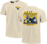 IMAGE ONE Men's Image One  Natural Michigan Wolverines Comfort Colors Hand-Drawn Campus Stack T-Shirt