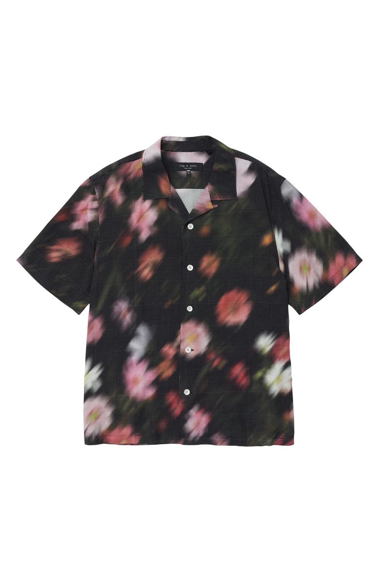rag & bone Avery Blurred Floral Print Short Sleeve Button-Up Shirt, Alternate, color, 