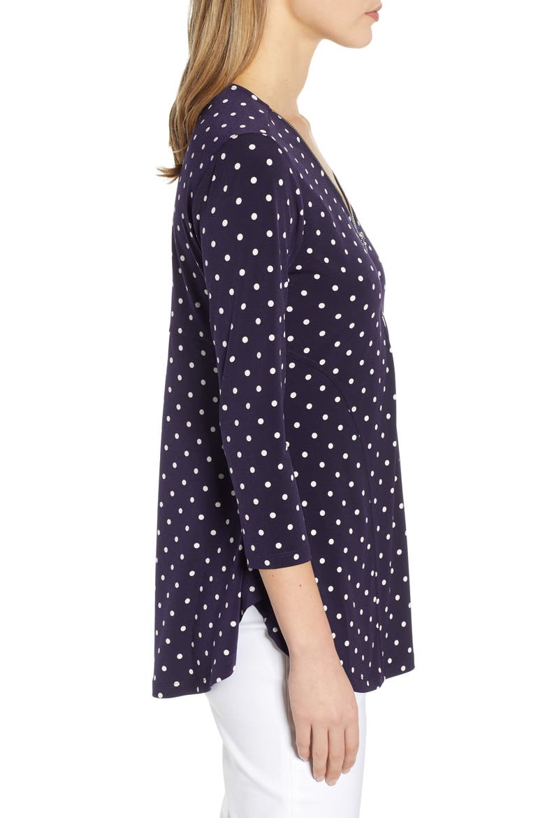 Zipper Dot Top, Alternate, color, EVENING NAVY