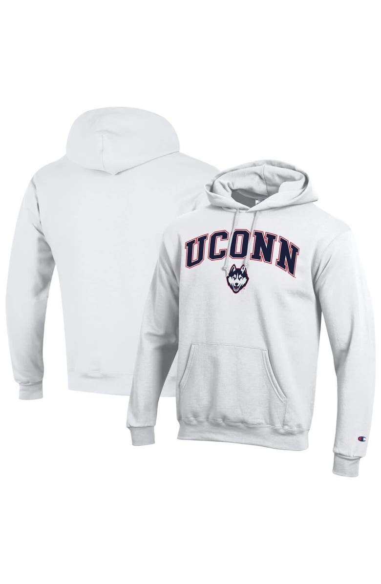 Champion Men's Champion  White UConn Huskies Arched Logo Fleece Pullover Hoodie, Main, color, White