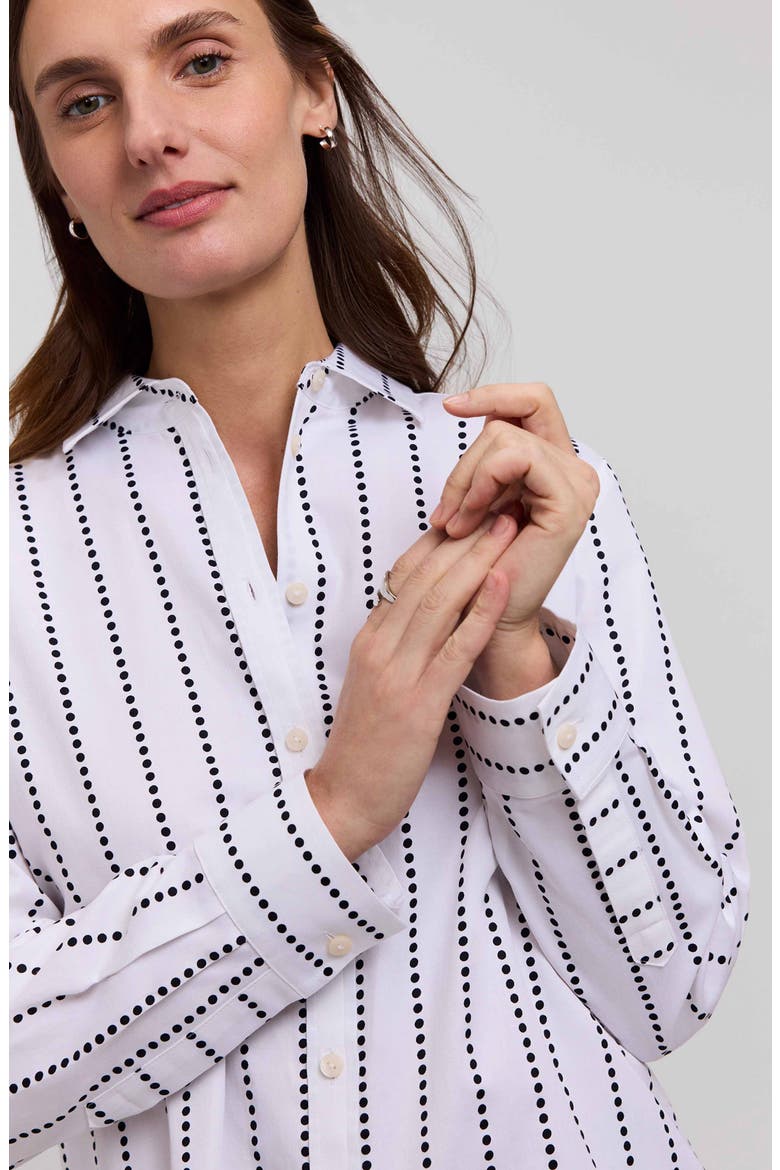 Dot Stripe Boyfriend Button-Up Shirt, Alternate, color, WHITE/ BLACK
