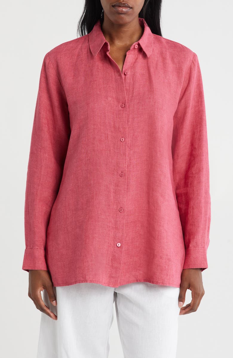 Eileen Fisher Organic Linen Button-Up Shirt, Main, color,
