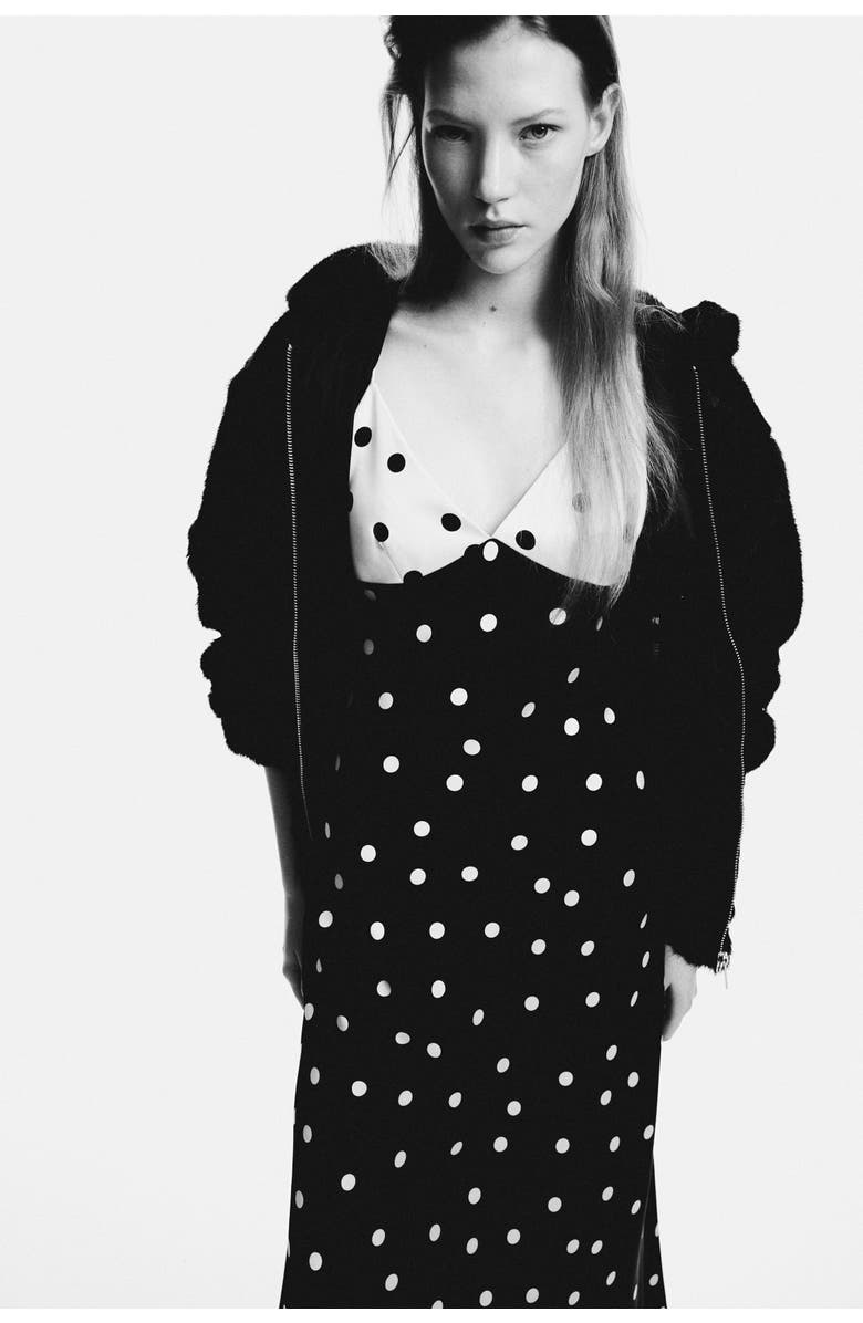 H&M Satin strappy dress, Alternate, color, Black/Dotted