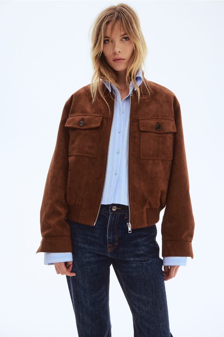 Napped Jacket, Alternate, color, Brown