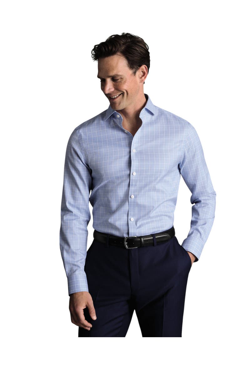 Non-Iron Twill Check Shirt, Main, color, Sky Blue