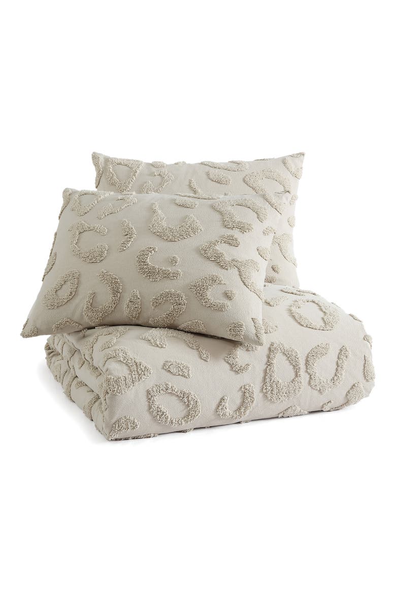 Chenille Leopard Comforter & Sham Set, Main, color, LINEN