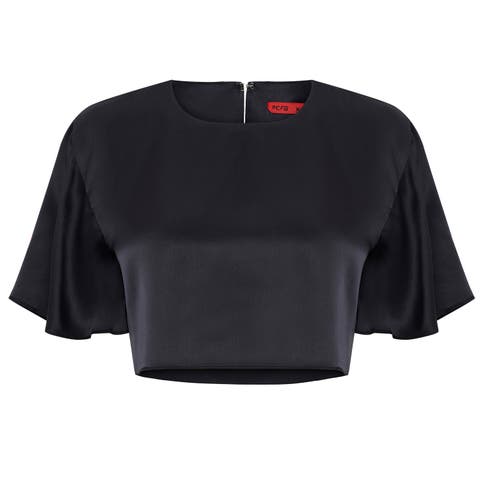 Pure Silk Oversized Silk Crop Top